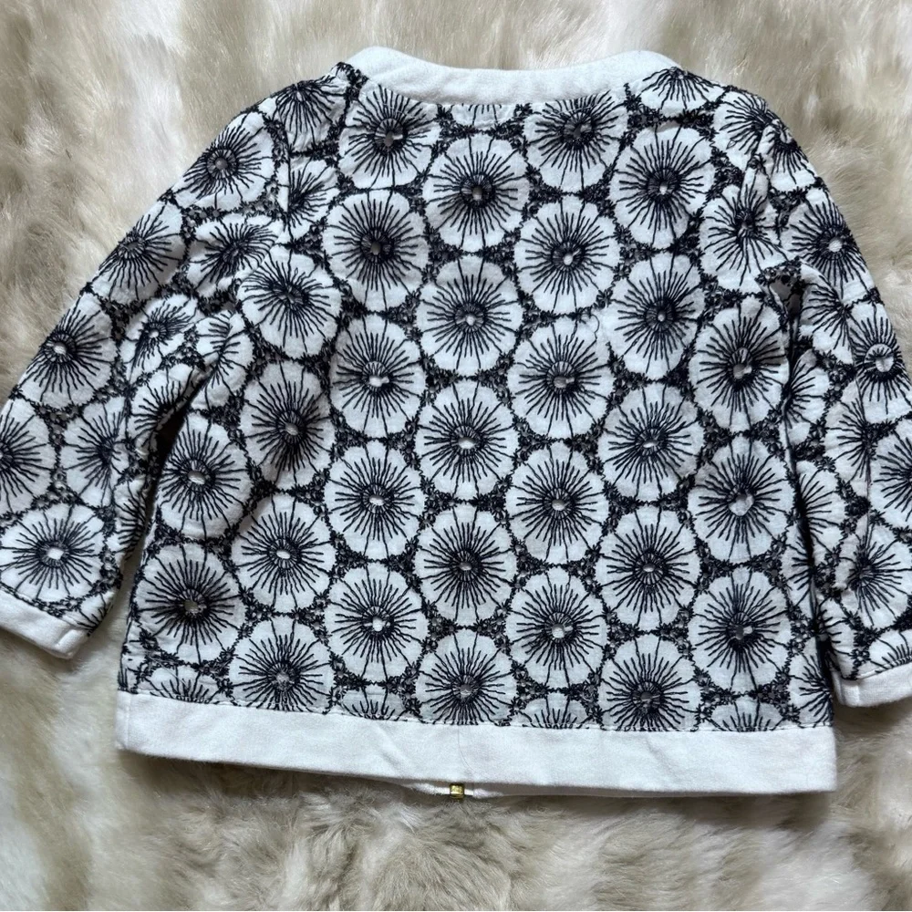 Cynthia Rowley Baby Girl Floral Eyelet Bow Zipper Navy & White Jacket 6-9M
